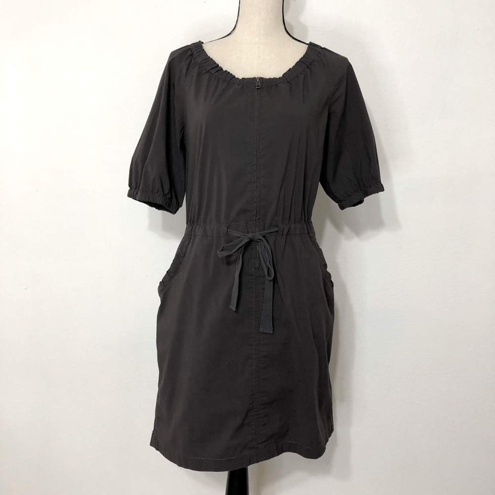 LOFT Dark Gray Short Sleeve Cotton Mini Dress Size Small